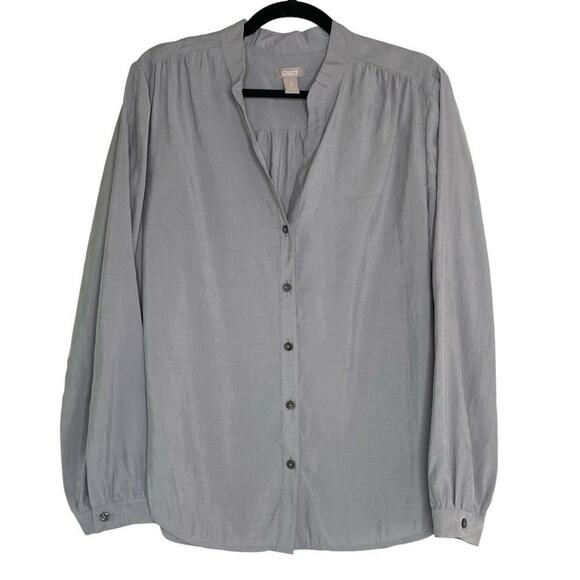 Chico's Gray Soft Button Up Blouse 2 Large - Picture 1 of 10